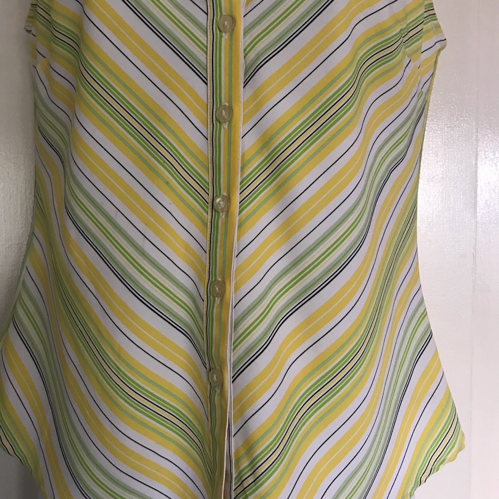 Ninety,Buttoned Blouse Size S,Multi Color Stripes - image 7